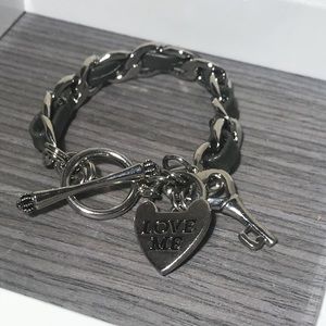 Juicy Couture leather/chain link charm bracelet